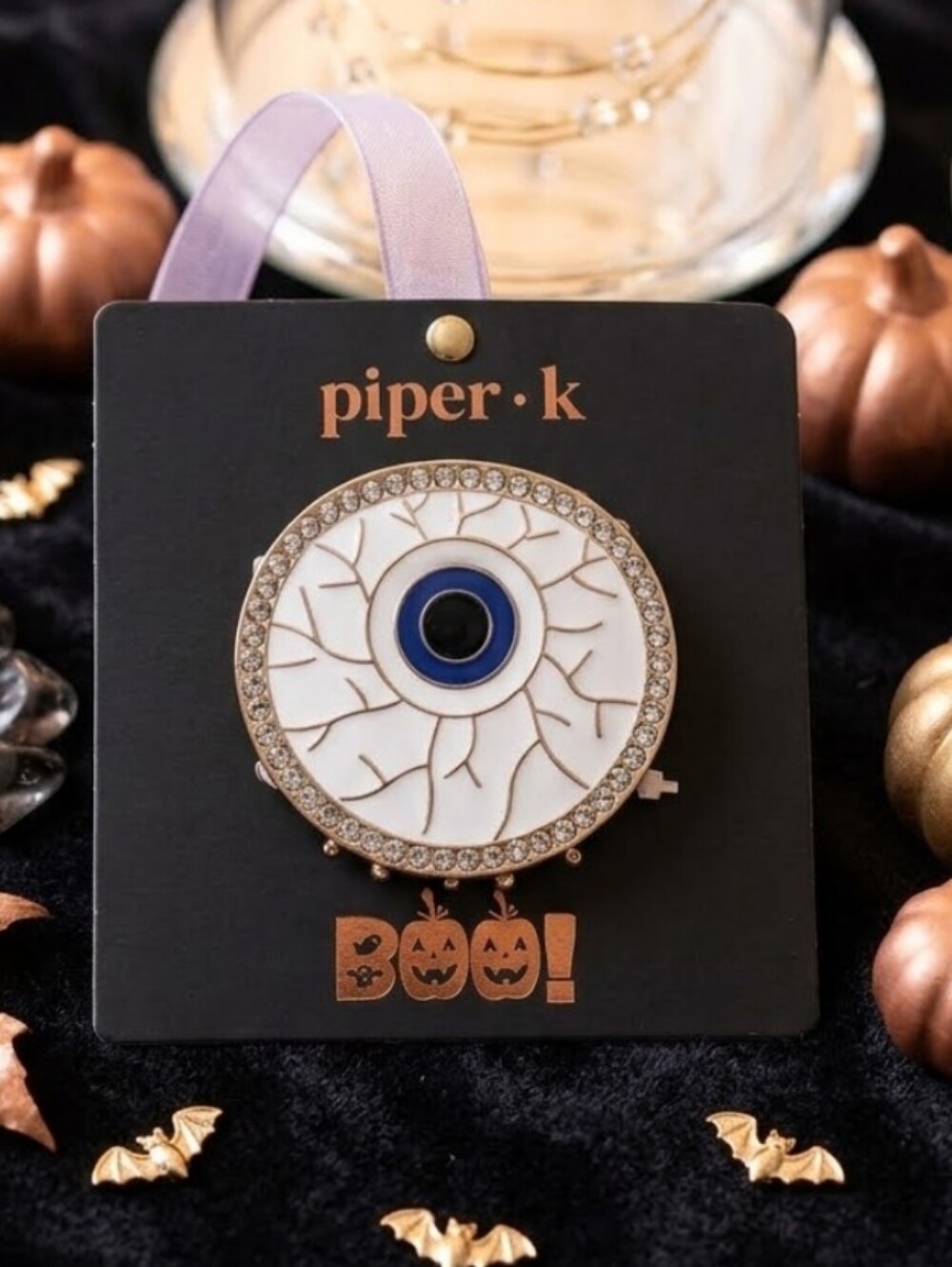 Piper•K White & Blue Blood Shot Eyeball Enamel Metal Halloween Hair Clip Claw